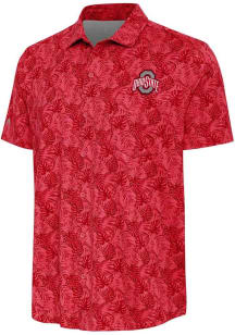 Antigua Ohio State Buckeyes Mens Red Tampa Short Sleeve Dress Shirt