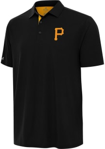 Antigua Pittsburgh Pirates Mens Black Era Design Short Sleeve Polo