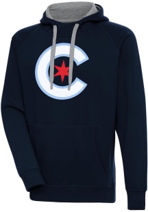 Antigua Chicago Cubs Mens Navy Blue Victory Long Sleeve Hoodie