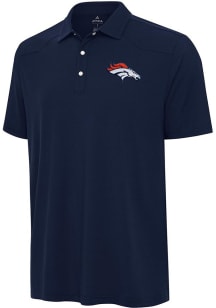 Antigua Denver Broncos Mens Navy Blue Western Short Sleeve Polo