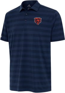 Antigua Chicago Bears Mens Navy Blue Bear Head Tunnel Short Sleeve Polo