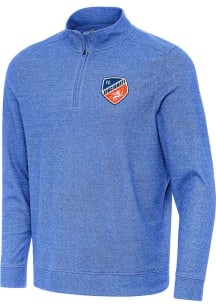 Antigua FC Cincinnati Mens Blue Subtle Buffed Long Sleeve Qtr Zip Pullover