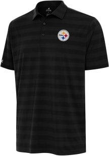 Antigua Pittsburgh Steelers Mens Black Tunnel Short Sleeve Polo