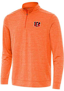 Antigua Cincinnati Bengals Mens Orange Bright Long Sleeve Qtr Zip Pullover