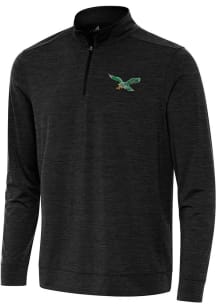 Antigua Philadelphia Eagles Mens Black Retro Bright Long Sleeve Qtr Zip Pullover