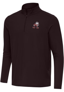 Antigua Cleveland Browns Mens Brown Retro Intent Long Sleeve Qtr Zip Pullover