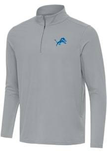 Antigua Detroit Lions Mens Grey Intent Long Sleeve Qtr Zip Pullover