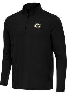 Antigua Green Bay Packers Mens Black Intent Long Sleeve Qtr Zip Pullover