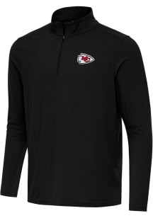 Antigua Kansas City Chiefs Mens Black Intent Long Sleeve Qtr Zip Pullover