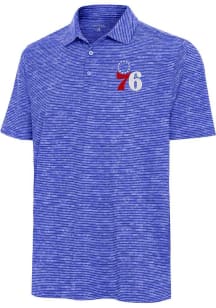 Antigua Philadelphia 76ers Mens Blue Static Watercolor Short Sleeve Polo