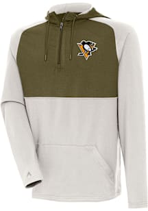 Antigua Pittsburgh Penguins Mens Black Fearless Sand Long Sleeve Lightweight Hoodie