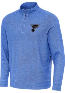 Antigua St Louis Blues Mens Grey Subtle Buffed Long Sleeve Qtr Zip Pullover