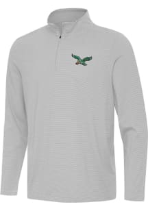 Antigua Philadelphia Eagles Mens Grey Retro Twine Long Sleeve Qtr Zip Pullover