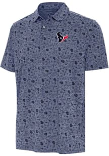 Antigua Houston Texans Mens Navy Blue Relentless Short Sleeve Polo