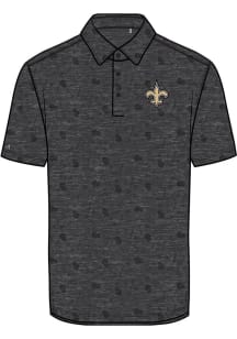 Antigua New Orleans Saints Mens Black Relentless Short Sleeve Polo