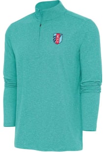 Antigua KC Current Mens Teal Hunk Long Sleeve 1/4 Zip Pullover