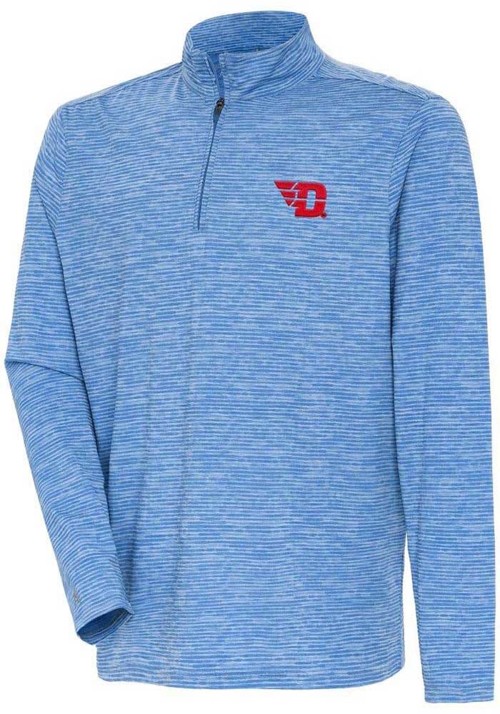 Antigua Dayton Flyers Mens Blue Determined Watercolor Long Sleeve Qtr Zip Pullover