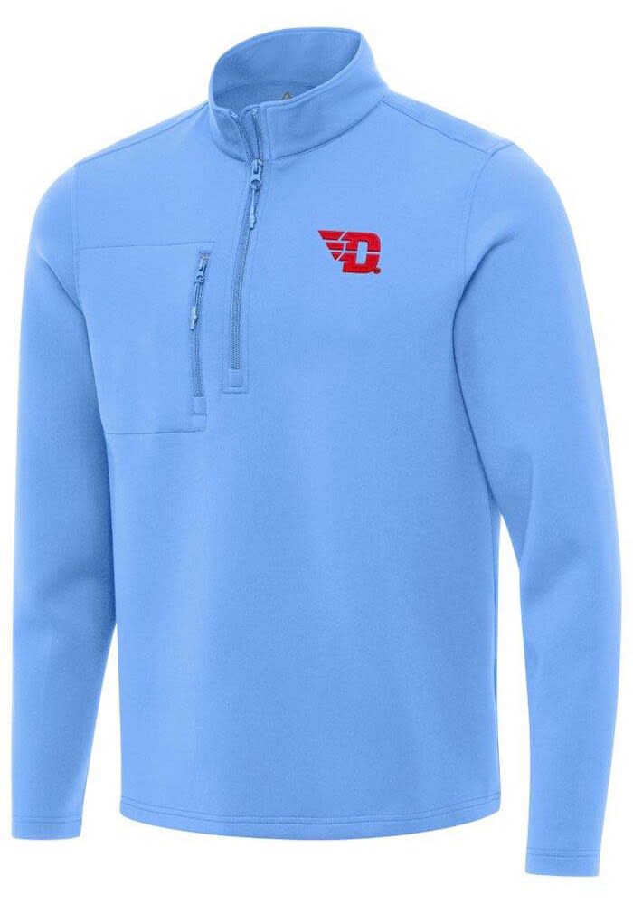 Antigua Dayton Flyers Mens Blue Insider Long Sleeve Qtr Zip Pullover