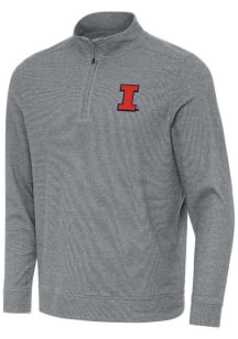 Mens Illinois Fighting Illini Black Antigua Subtle Buffed Qtr Zip Pullover