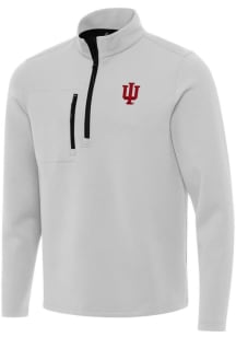 Mens Indiana Hoosiers Grey Antigua Insider Qtr Zip Pullover