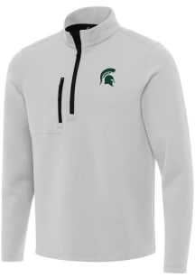 Mens Michigan State Spartans Grey Antigua Insider Qtr Zip Pullover