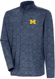 Antigua Michigan Wolverines Mens Navy Blue Determined Watercolor Long Sleeve Qtr Zip Pullover