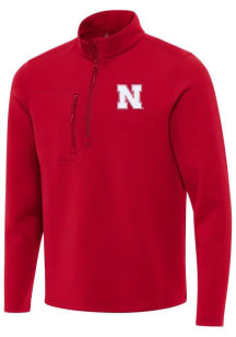 Mens Nebraska Cornhuskers Red Antigua Insider Qtr Zip Pullover