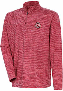 Antigua Ohio State Buckeyes Mens Red Determined Watercolor Long Sleeve Qtr Zip Pullover