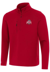 Antigua Ohio State Buckeyes Mens Red Insider Long Sleeve Qtr Zip Pullover