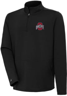 Antigua Ohio State Buckeyes Mens Black Lost Honeycomb Long Sleeve Qtr Zip Pullover