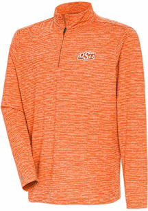 Antigua Oklahoma State Cowboys Mens Orange Determined Watercolor Long Sleeve Qtr Zip Pullover