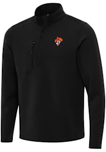 Antigua Oklahoma State Cowboys Mens Black Insider Long Sleeve Qtr Zip Pullover