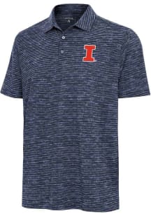 Mens Illinois Fighting Illini Navy Blue Antigua Static Watercolor Short Sleeve Polo Shirt