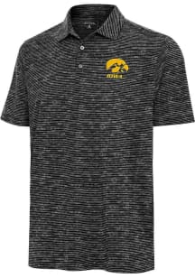 Mens Iowa Hawkeyes Black Antigua Static Watercolor Short Sleeve Polo Shirt