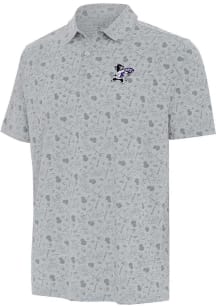 Mens K-State Wildcats Grey Antigua Football Relentless Short Sleeve Polo Shirt