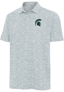 Mens Michigan State Spartans Grey Antigua Static Watercolor Short Sleeve Polo Shirt