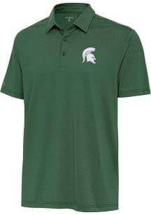 Mens Michigan State Spartans Green Antigua Whirl Short Sleeve Polo Shirt