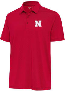 Mens Nebraska Cornhuskers Red Antigua Whirl Short Sleeve Polo Shirt