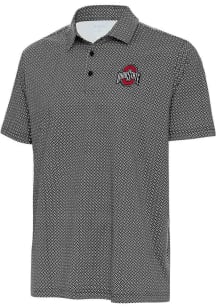 Mens Ohio State Buckeyes Black Antigua Tack Short Sleeve Polo Shirt