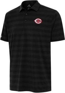 Antigua Cincinnati Reds Mens Black Tunnel Short Sleeve Polo