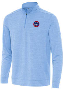 Antigua Chicago Cubs Mens Light Blue Bright Long Sleeve Qtr Zip Pullover