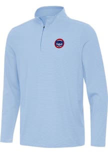 Antigua Chicago Cubs Mens Light Blue Twine Long Sleeve Qtr Zip Pullover