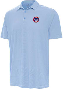 Antigua Chicago Cubs Mens Light Blue Twine Short Sleeve Polo