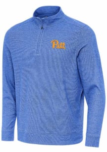 Antigua Pitt Panthers Mens Blue Subtle Buffed Long Sleeve Qtr Zip Pullover