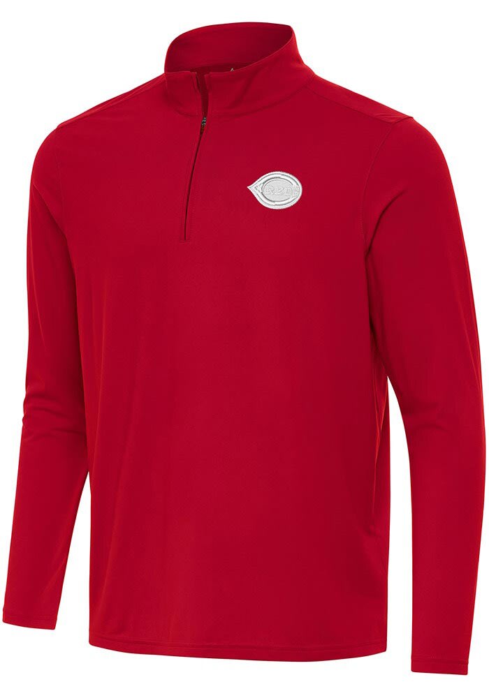 Antigua Cincinnati Reds Mens Intent Long Sleeve Qtr Zip Pullover