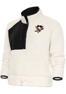 Antigua Pittsburgh Penguins Womens White Fusion 1/4 Zip Pullover