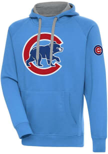 Antigua Chicago Cubs Mens Light Blue Victory Long Sleeve Hoodie