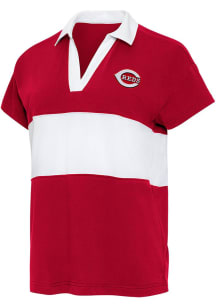 Antigua Cincinnati Reds Womens Red Balmy Short Sleeve Polo Shirt