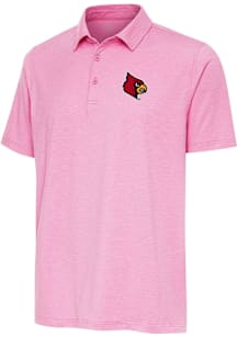 Antigua Louisville Cardinals Mens Pink Par 3 Short Sleeve Polo