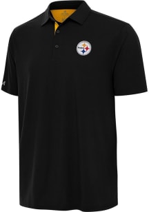 Antigua Pittsburgh Steelers Mens Black Era Short Sleeve Polo